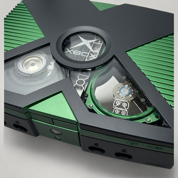 Xbox Original - Black and Green - X & HDD Window Mod